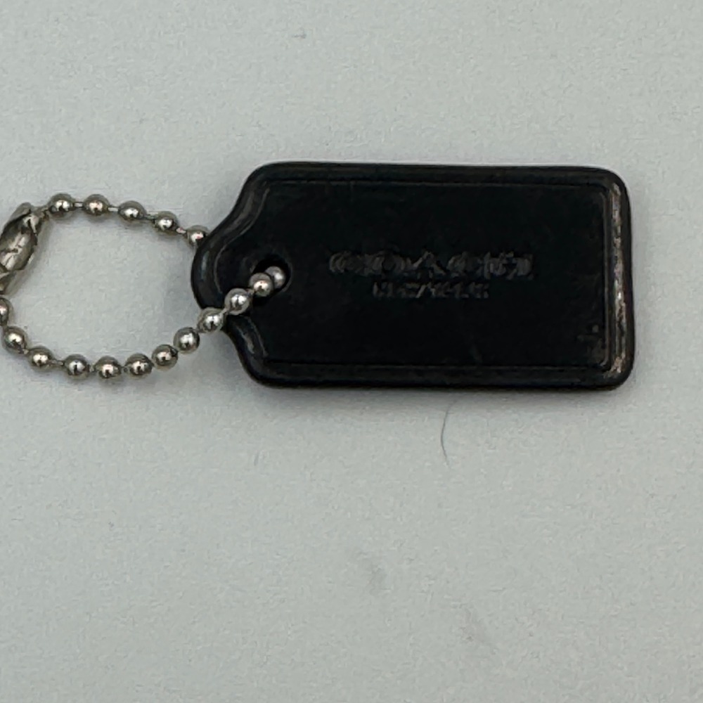 Coach Black Leather Hangtag Replacement Bag Charm Silver Ball Chain New York